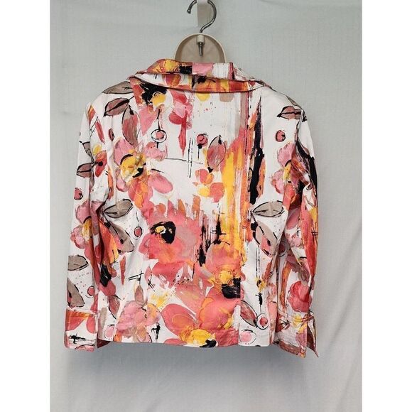 Erin London Women Size 8 Floral Multicolor Notch Lapel 3/4 Sleeve Stretch Blazer - Picture 5 of 11